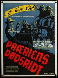 e446 PRAERIENS DODSRIDT linen Danish movie poster '40s Texas Rangers!