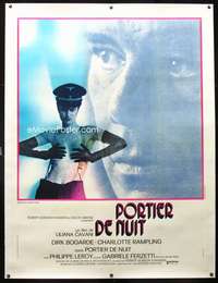 e065 NIGHT PORTER linen French one-panel movie poster '74 sexy Bourduge art!