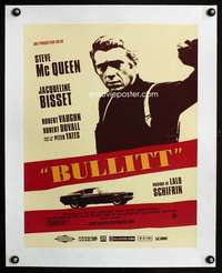 e208 BULLITT linen French 16x21 movie poster R2006 Steve McQueen