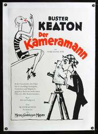 e466 CAMERAMAN linen German movie poster R60s Buster Keaton classic!