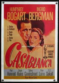 e467 CASABLANCA linen German movie poster R88 Bogart, Ingrid Bergman