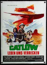 e468 CATLOW linen German movie poster '71 Yul Brynner, Peltzer art!