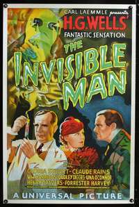 e020 INVISIBLE MAN S2 recreation movie poster '33 Claude Rains, H.G. Wells