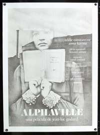 e285 ALPHAVILLE linen Spanish movie poster '65 Jean-Luc Godard
