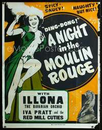 f003 NIGHT AT THE MOULIN ROUGE three-sheet movie poster '51 good girl art!