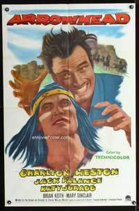 h031 ARROWHEAD one-sheet movie poster '53 Charlton Heston, Native Americans