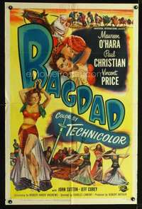 h034 BAGDAD one-sheet movie poster '50 Maureen O'Hara, Vincent Price