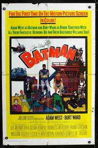 h039 BATMAN signed one-sheet movie poster '66 Adam West, DC Comics!