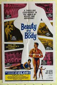h041 BEAUTY & THE BODY one-sheet movie poster '63 sexy male beefcake!