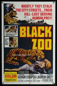 h068 BLACK ZOO one-sheet movie poster '63 horror, seeking human prey!