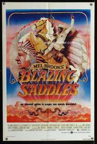h071 BLAZING SADDLES one-sheet movie poster '74 classic Mel Brooks western!