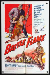 k056 BATTLE FLAME one-sheet movie poster '59 Marine Corps, Scott Brady