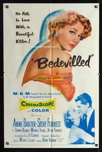 k071 BEDEVILLED one-sheet movie poster '55 beautiful killer Anne Baxter!