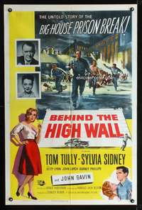 k076 BEHIND THE HIGH WALL one-sheet movie poster '56 Tom Tully in prison!