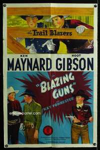 k088 BLAZING GUNS one-sheet movie poster '43 Hoot Gibson, Ken Maynard