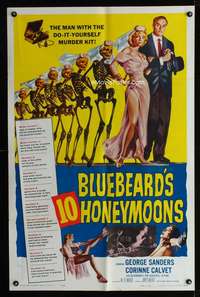 k089 BLUEBEARD'S 10 HONEYMOONS one-sheet movie poster '60 great image!