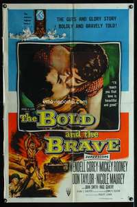 k090 BOLD & THE BRAVE one-sheet movie poster '56 love is beautiful!
