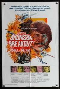 k092 BREAKOUT one-sheet movie poster '75 Charles Bronson, Jill Ireland