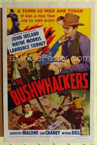 k100 BUSHWHACKERS one-sheet movie poster '52 John Ireland, Lawrence Tierney