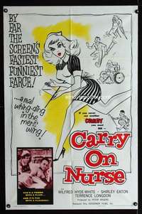 k113 CARRY ON NURSE one-sheet movie poster '60 English hospital sex!
