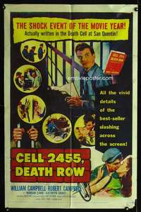 k118 CELL 2455 DEATH ROW one-sheet movie poster '55 Caryl Chessman bio!