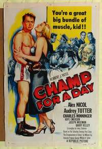 k121 CHAMP FOR A DAY one-sheet movie poster '53 Audrey Totter, boxing!