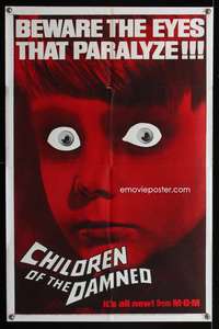k131 CHILDREN OF THE DAMNED one-sheet movie poster '64 creepy image!