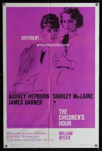 k132 CHILDREN'S HOUR one-sheet movie poster '62 Audrey Hepburn, MacLaine