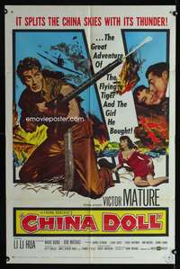 k133 CHINA DOLL one-sheet movie poster '58 Victor Mature, Li Li Hua