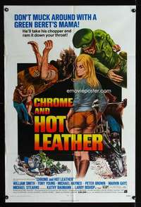 k142 CHROME & HOT LEATHER one-sheet movie poster '71 Green Beret bikers!