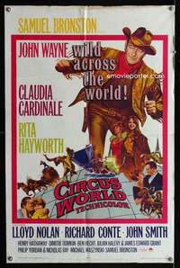 k145 CIRCUS WORLD one-sheet movie poster '65 John Wayne, Claudia Cardinale