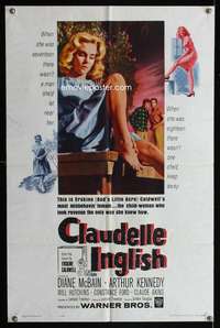 k147 CLAUDELLE INGLISH one-sheet movie poster '61 misbehavin' Diane McBain!