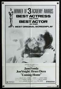 k155 COMING HOME one-sheet movie poster '78 Fonda, Academy Award Winner!