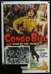 k156 CONGO BILL one-sheet movie poster R57 Don McGuire, sexy Cleo Moore