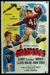 k161 CRAZYLEGS one-sheet movie poster '53 football player Elroy Hirsch!
