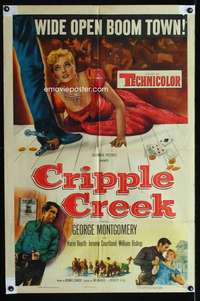 k164 CRIPPLE CREEK one-sheet movie poster '52 George Montgomery, gambling!