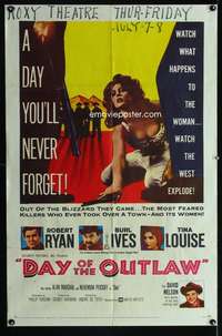 k180 DAY OF THE OUTLAW one-sheet movie poster '59 Robert Ryan, Burl Ives