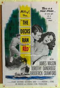 k185 DECKS RAN RED one-sheet movie poster '58 James Mason, Dorothy Dandridge