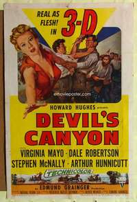 k189 DEVIL'S CANYON one-sheet movie poster '53 sexy 3-D Virginia Mayo!