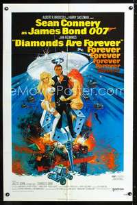 k191 DIAMONDS ARE FOREVER one-sheet movie poster '71 Connery as James Bond!