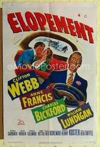 k208 ELOPEMENT one-sheet movie poster '51 Clifton Webb, Anne Francis
