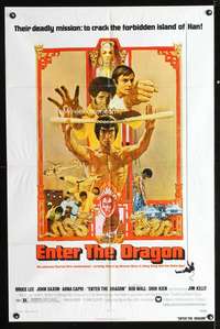k212 ENTER THE DRAGON one-sheet movie poster '73 Bruce Lee classic!