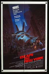 k214 ESCAPE FROM NEW YORK one-sheet movie poster '81 Kurt Russell sci-fi!