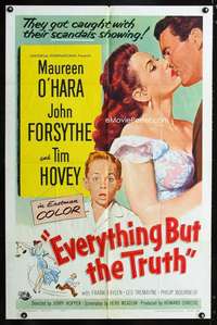 k217 EVERYTHING BUT THE TRUTH one-sheet movie poster '56 Maureen O'Hara