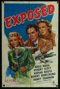 k221 EXPOSED one-sheet movie poster '47 Adele Mara, Robert Scott