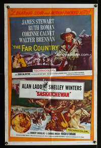 k228 FAR COUNTRY/SASKATCHEWAN one-sheet movie poster '62 James Stewart