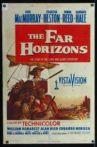 k229 FAR HORIZONS one-sheet movie poster '55 Charlton Heston, Lewis & Clark