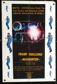 k271 CHALLENGE one-sheet movie poster '74 spy Frank Owensby, Frank Challenge: Manhunter