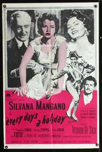 k216 EVERY DAY'S A HOLIDAY one-sheet movie poster '54 De Sica, Loren