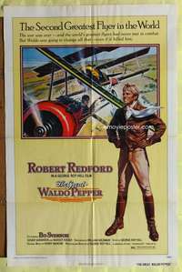 k329 GREAT WALDO PEPPER one-sheet movie poster '75 pilot Robert Redford!